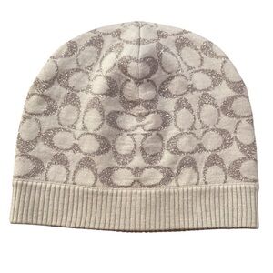 Coach signature knit beanie with sparkly thread